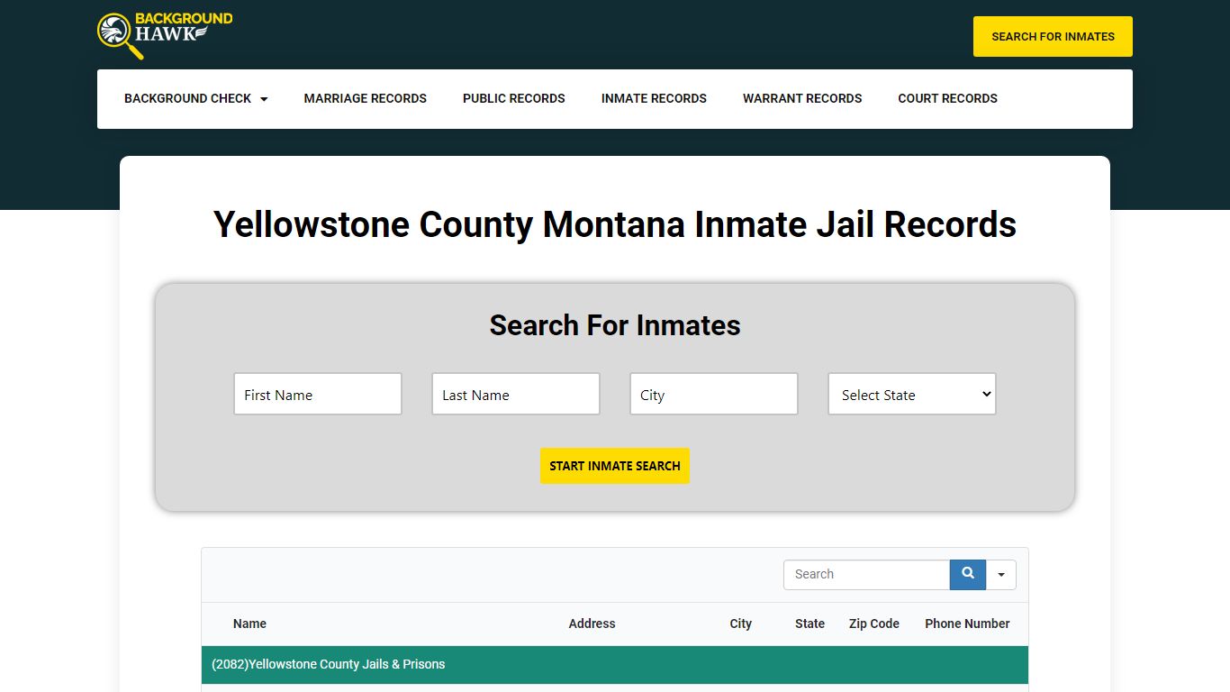 Inmate Jail Records in Yellowstone County , Montana