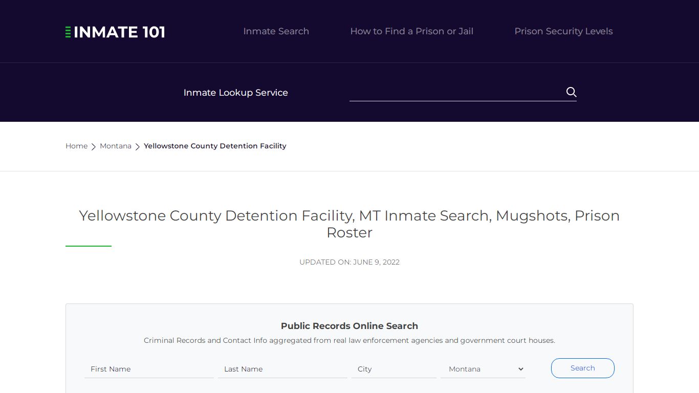 Yellowstone County Detention Facility, MT Inmate Search ...